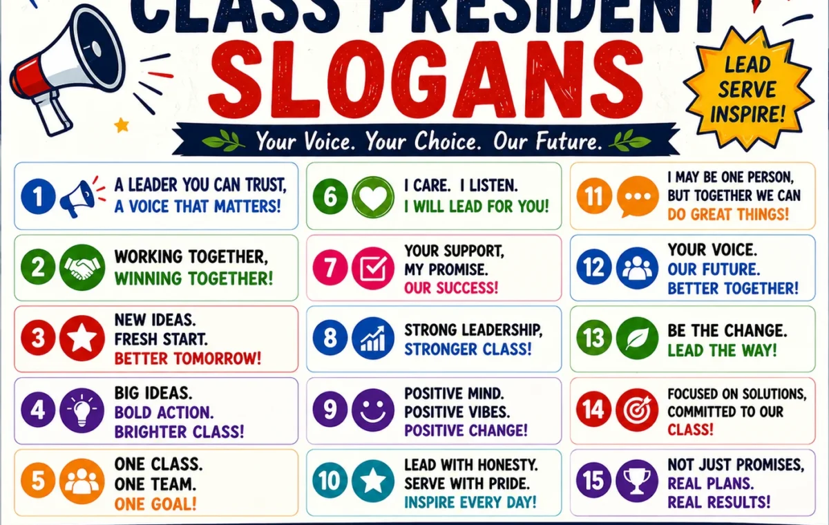 Super 50 Catchy Class President Slogans (2026)