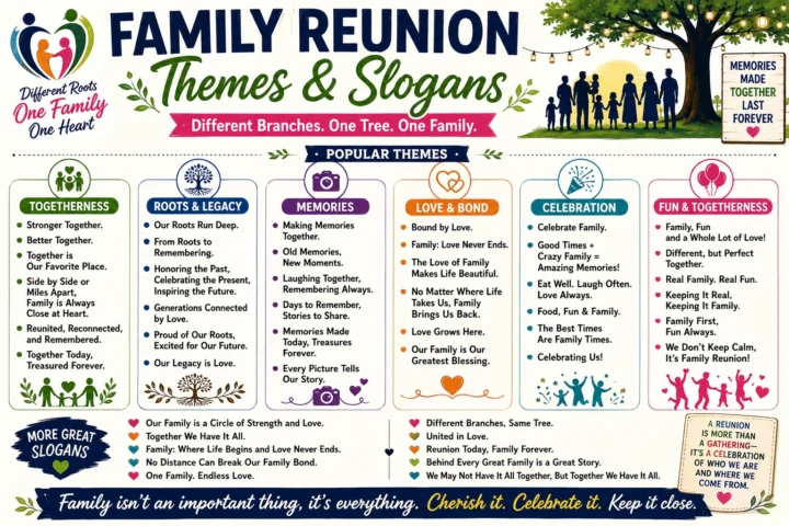 Super 50 Catchy Family Reunion Themes and Slogans (2026)