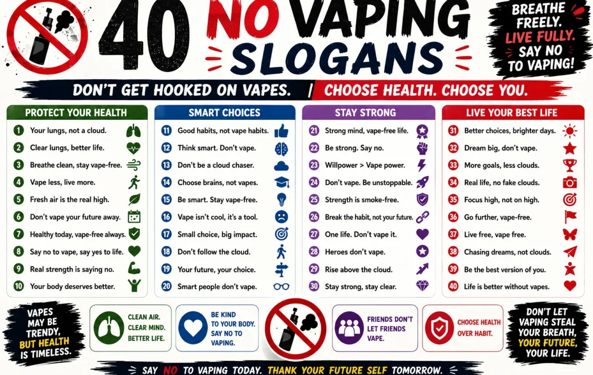 Super 50 Catchy No Vaping Slogans (2026)