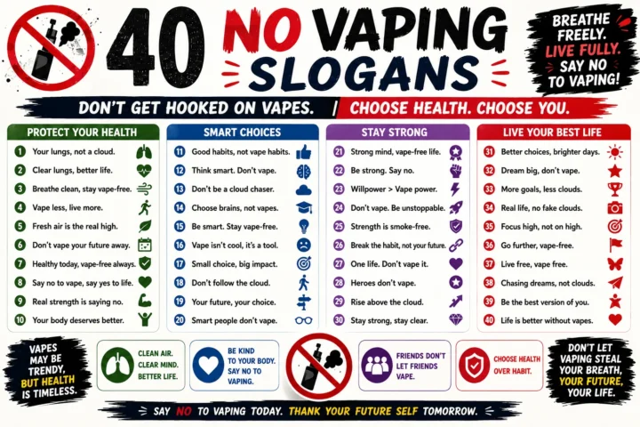 Super 50 Catchy No Vaping Slogans (2026)