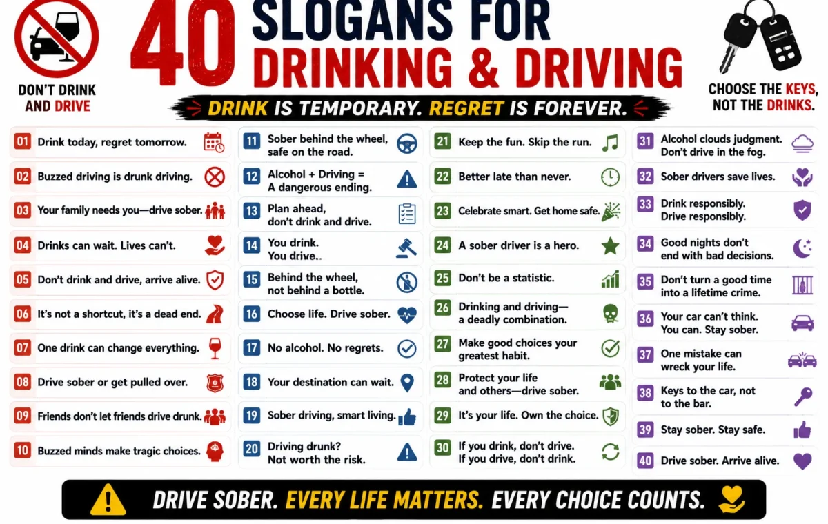 Super 70 Catchy Slogans For Drinking and Driving (2026)
