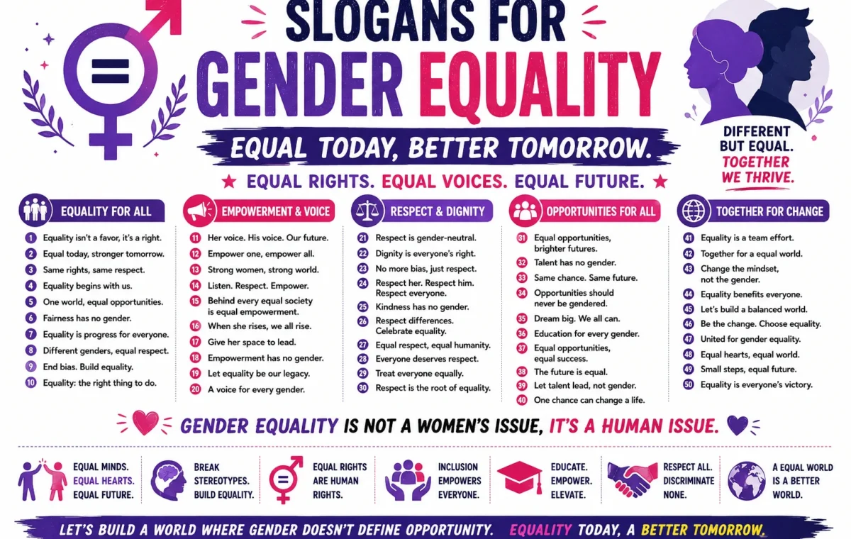 Super 50 Catchy Slogans for Gender Equality (2026)