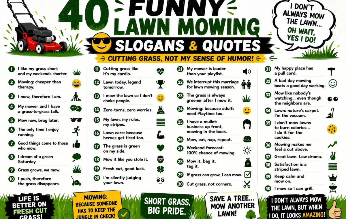 60 Slogans Funny Lawn Mowing Quotes (2026)