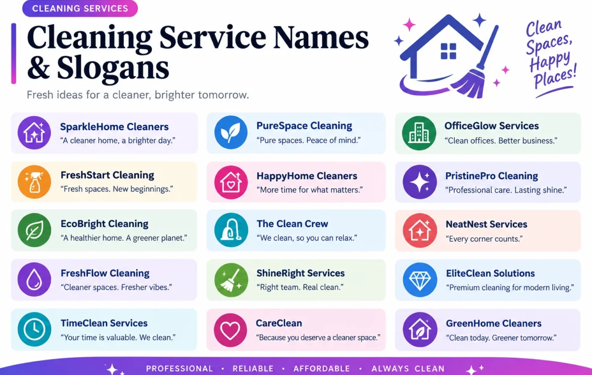 Super 50 Catchy Cleaning Service Names and Slogans 2026