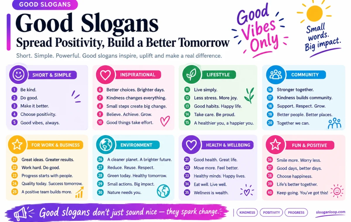 60 Best Good Slogans: Catchy Ideas for 2026