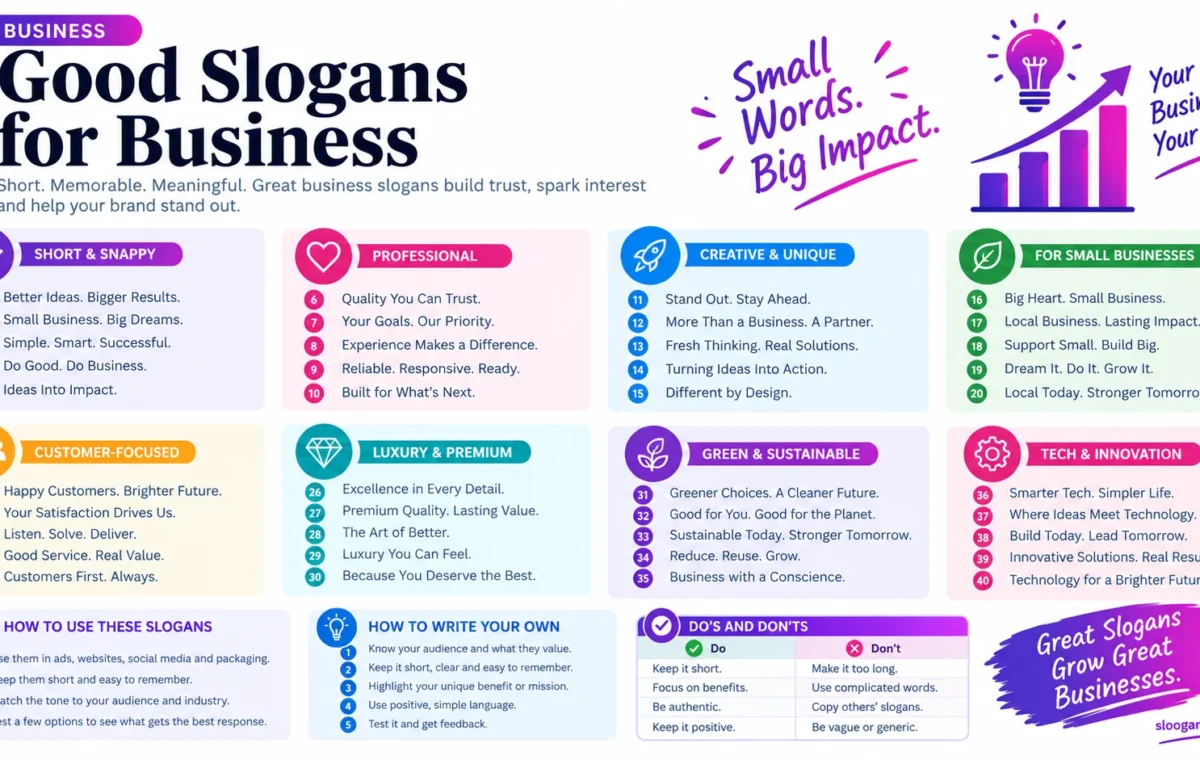 Super 50 Catchy Good Slogans for Business (2026)